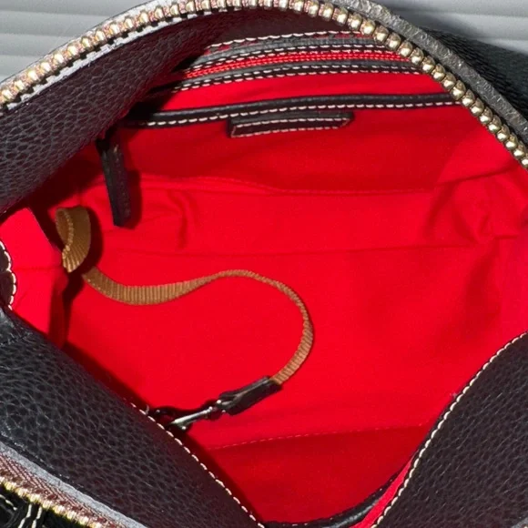 NEW! Dooney & Bourke Black Leather Tassel. Shoulder Bag with Gold Accents - Picture 7 of 9